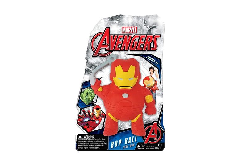Ball stress surtido Marvel Avengers Jarv, pelota antiestrés de Iron Man roja en su empaque con soporte blanco