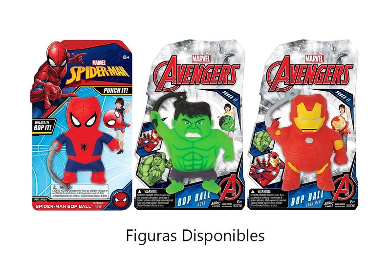 Ball stress surtido Marvel Avengers Jarv, tres modelos en empaque: Spider-Man rojo, Hulk verde e Iron Man rojo y dorado