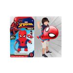 Ball stress surtido Marvel Avengers Jarv, empaque con ilustración y niño jugando con el muñeco inflable de Spider-Man