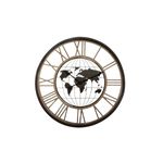 Reloj decorativo de pared mundo 67 cm metal Atmosphera, frente con mapa mundial negro y números romanos en madera