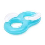 Flotador doble anillo 1.88 m x 1.17 m Bestway, inflable de color azul celeste con apoyacabezas blancos