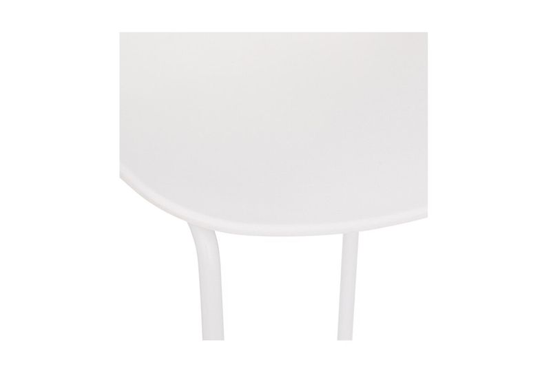 Silla Otac metálica para bar blanco Atmosphera, detalle en primer plano del asiento y parte superior de las patas