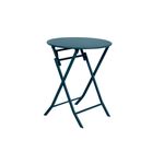Set mueble Greensboro folding redondo azul 3 pza Hespéride, vista individual de la mesa plegable desde un ángulo lateral
