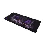 Alfombrilla de mouse XXL gaming Primus, vista cenital del diseño con guerreros en tonos morados y negros