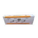 Luminaria spot pared/techo níquel satinado 3L E27 60W General Lighting, en su caja con ilustración del equipo