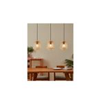 Luminaria colgante Hykeham 3L E27 Eglo, tres lámparas instaladas sobre una mesa de comedor en ambiente decorado