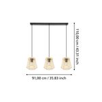 Luminaria colgante Hykeham 3L E27 Eglo, gráfico con medidas de 91,00 cm de ancho y 110,00 cm de alto