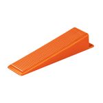Cuna plástica para nivelador de azulejo Truper de 100 unidades y 2 mm, pieza individual de color naranja en vista lateral