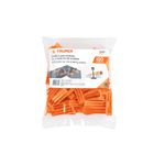 Cuna plástica para nivelador de azulejo Truper de 100 unidades y 2 mm, paquete transparente con cuñas color naranja