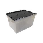 Caja organizadora negro/transparente 12 gal GreenMade, vista en ángulo desde arriba resaltando la tapa negra cerrada