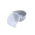 Taza microwave 1 litro Koopman, recipiente gris con su tapa plástica transparente apoyada a un lado