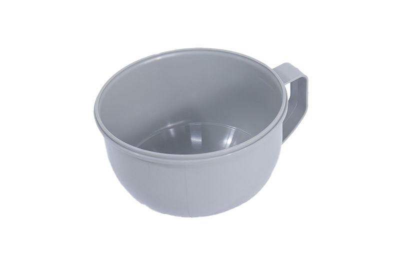 Taza microwave 1 l Koopman, vista interior y lateral del recipiente de color gris con asa