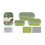 Juego de contenedores herméticos 3 piezas surt Koopman, tres recipientes verdes con tapa y opciones de color debajo