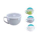 Taza microwave 1 l surt Koopman, conjunto de tazas en colores gris, verde y blanco con tapas transparentes