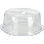 Plato para tarta con tapa 34 cm transparente Koopman, vista frontal del recipiente vacío y cúpula protectora