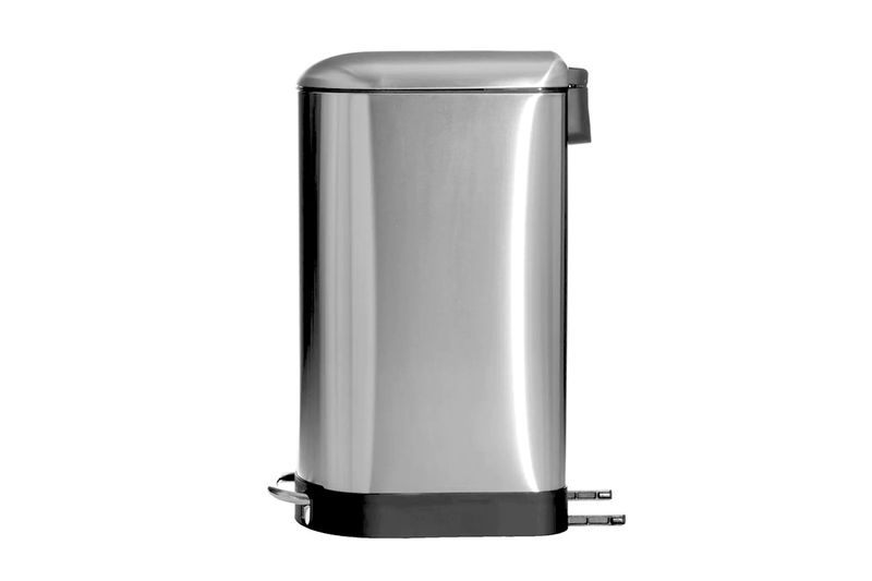 Basurero de pedal 30 L metálico acero inoxidable Ariane 5five, vista lateral completa del cuerpo cilíndrico y pedal