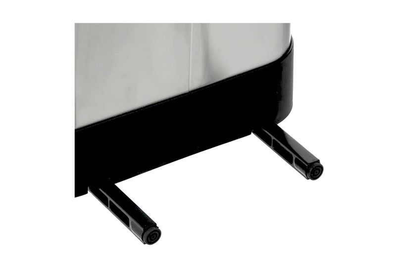 Basurero de pedal 30 L metálico acero inoxidable 5five, detalle en primer plano de la base negra y las patas antideslizantes