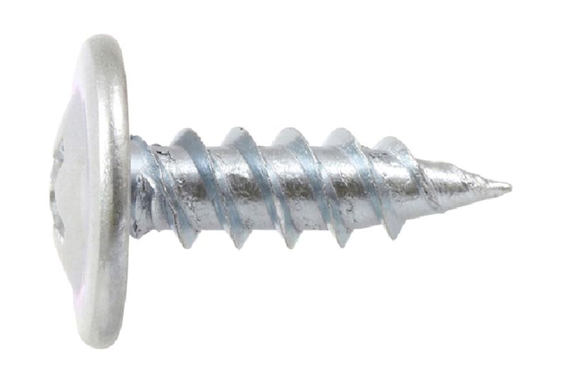 Tornillo para metal arandelado PF 8x9/16 1 lb Hillman, primer plano lateral del cuerpo roscado y la cabeza plana
