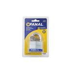 Candado acero laminado 50 mm cuello corto Fanal, en empaque transparente con llaves y tarjeta azul y amarilla