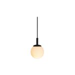 Luminaria colgante Macadamia negro 1L G9 Blumenau, encendida con globo de vidrio blanco opaco y cable negro
