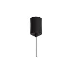 Luminaria colgante Macadamia negro 1L G9 Blumenau, primer plano del soporte cilíndrico del techo y el cable negro