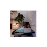 Luminaria de pared exterior cubo acero 12 cm blanco 1L G9 Blumenau, instaladas en pared junto a escalera iluminando arriba