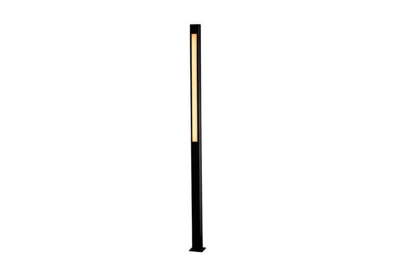 Poste Garten 2 m 1 x G13 negro Germany Blumenau, vista frontal del poste encendido con luz cálida