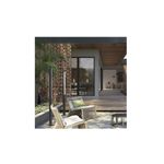 Poste Garten 2 m 1 x G13 negro Germany Blumenau, instalado en patio exterior junto a muebles de jardín y terraza