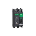 Breaker atornillable 2P para base de medidor 120-240V Square D de 70 amp, vista frontal del dispositivo eléctrico negro