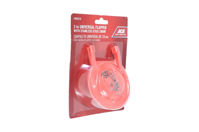 Pera rana cadena 3 pulgadas rojo Ace, producto en empaque blíster con cadena de acero inoxidable