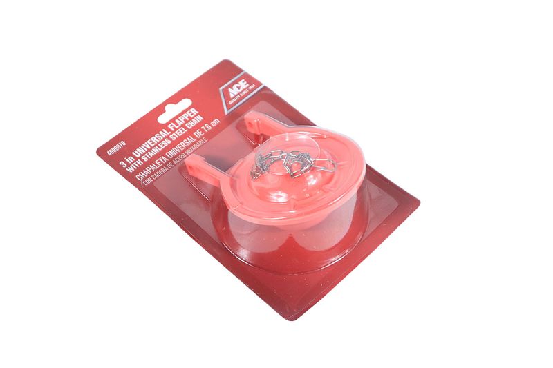 Pera rana cadena 3 pulgadas rojo Ace, empaque plástico con tarjeta roja y cadena de acero inoxidable