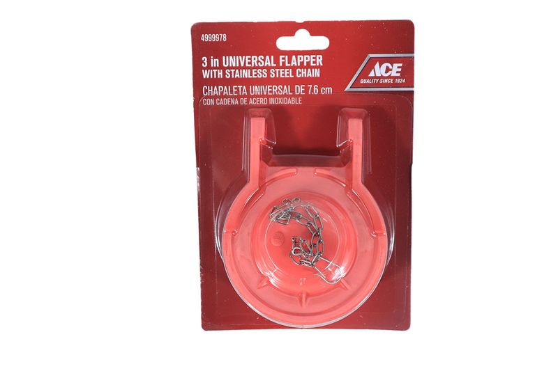 Pera rana cadena 3 pulgadas rojo Ace, en empaque plástico con cadena de acero inoxidable visible