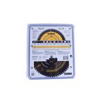 Disco para madera 10 pulgadas 60 DT DeWALT, en su empaque plástico con tabla de aplicaciones y especificaciones técnicas