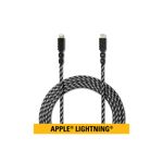 Cable cargador USB-C 6 pies MFI Certified Apple Lightning CAT, cable negro trenzado con conectores en los extremos