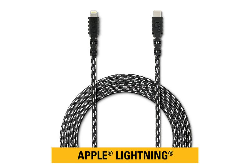 Cable cargador USB-C 6 pies MFI Certified Apple Lightning CAT, cable negro trenzado con conectores en los extremos