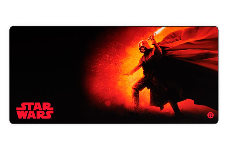 Alfombrilla de mouse XXL Darth Vader Gaming Primus, vista frontal completa con ilustración de Darth Vader y logo Star Wars