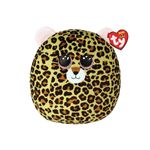 Leopardo Livvie Squishy Beanies TY, primer plano frontal del peluche redondo con estampado de leopardo y etiqueta roja