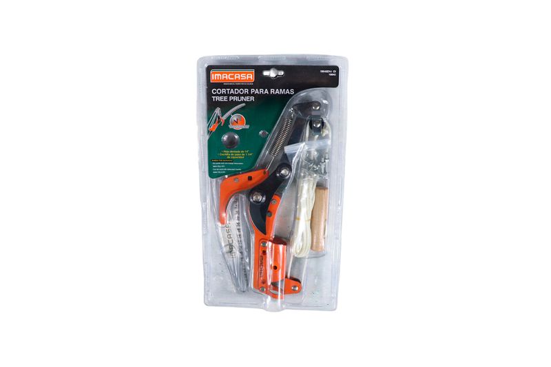 Cortador para ramas de hoja de acero 14 pulgadas con mango telescópico 3 metros Imacasa, en empaque blister transparente