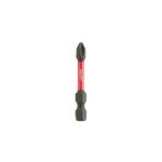 Punta de estrella Milwaukee de 2 pulgadas #2 para impacto, vista frontal con cuerpo rojo y extremos metálicos