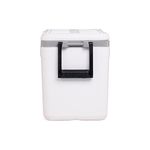 Hielera 25 qt blanco Marine Ultra Igloo, vista frontal detallando el asa de transporte negra