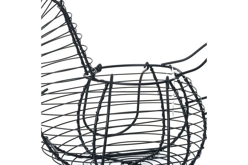 Porta huevos forma de gallina 30x17x25 cm Concepts, detalle en primer plano de la estructura de alambre negro