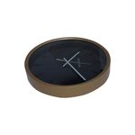 Reloj de pared a batería 40 cm Concepts, vista lateral del marco dorado y esfera negra con manecillas blancas