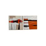 Cuadro decorativo surt 102 x 4.5 x 102 cm Concepts, set de dos lienzos con arte abstracto en tonos naranja, blanco y negro