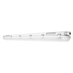 Luminaria WP damp PFM LED 24 pulgadas 23.4L865 MV 18 W Ledvance, vista lateral del equipo blanco con cierres metálicos