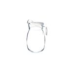 Jarra de vidrio 250 ml transparente Pasabahce, vista frontal con tapa y asa