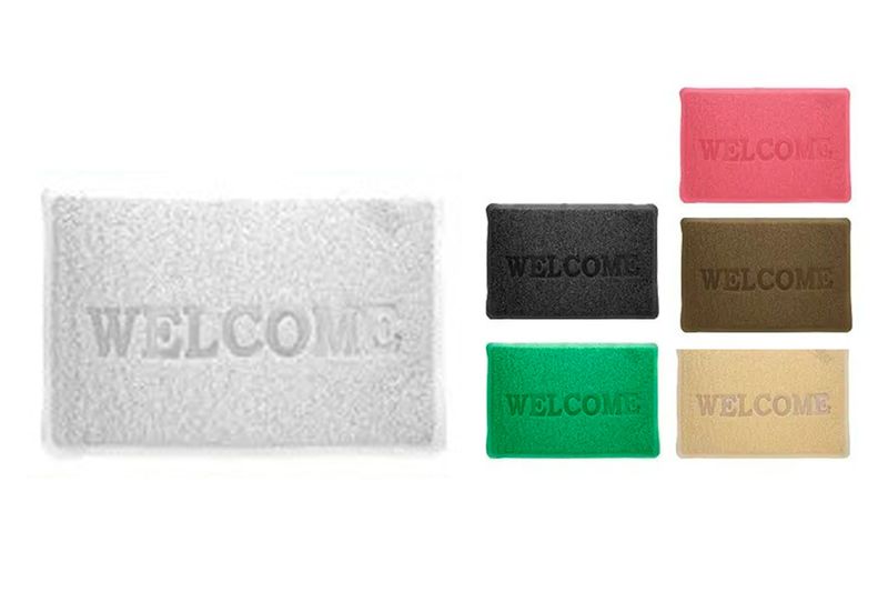 Alfombra 40x60 cm PVC Home Living, variedad de colores disponibles con la palabra Welcome en relieve