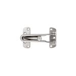 Pasador de seguridad acero inox. 10.7 x 6.3 cm Toledo, vista frontal del herraje metálico plateado sobre fondo blanco