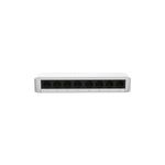 Switch 8 puertos alta velocidad 1 GB Nexxt, vista frontal del dispositivo blanco con sus puertos Ethernet numerados