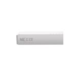 Switch 8 puertos alta velocidad 1 GB Nexxt, vista frontal del equipo blanco con logo y luces indicadoras encendidas
