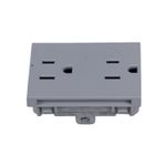 Tomacorriente doble 15 A 120 V 3 módulos gris Matix Go Legrand, vista frontal del dispositivo sin placa